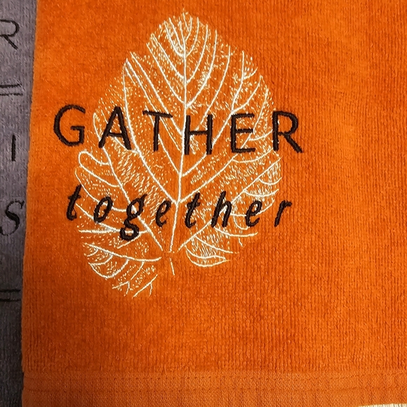 Gather Together Decorative Towels - Orange and Gray - Picture 11 of 13